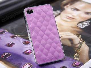   Pink Leather Chrome Skin Hard Case Cover F iPhone 4S 4 G CDMA 4G AT&T