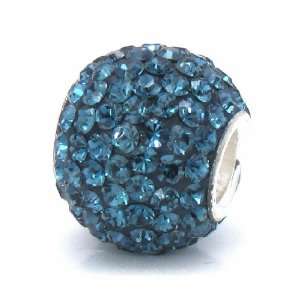  Bella Fascini Montana Blue Pave Ball, European Bead Charm 