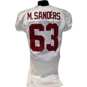  Mark Sanders #63 Alabama Game Used White Football Jersey 