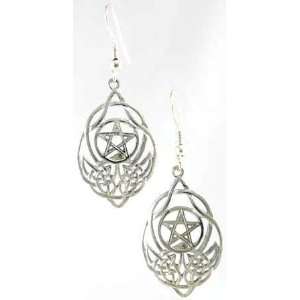 Sterling Silver Celtic Knot Pentagram Pentacle Earrings Jewelry Wiccan 