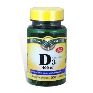  Spring Valley   Vitamin D 3 400 IU, 200 Softgels Health 
