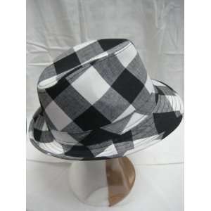  Black and White Checkered Fedora Hat 