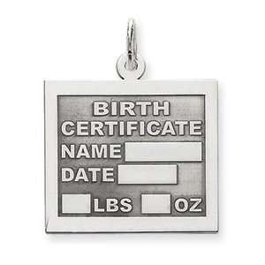  Sterling Silver Birth Certificate Charm Jewelry