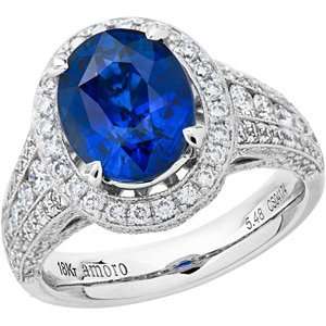   18kt White Gold Fabulous Ceylon Sapphire and Diamond Ring: Jewelry