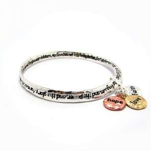   Bracelet Silver Metal with Three Tone Love, Hope and Faith Charms