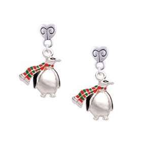  Penguin with Scarf Mini Heart Charm Earrings: Arts, Crafts 