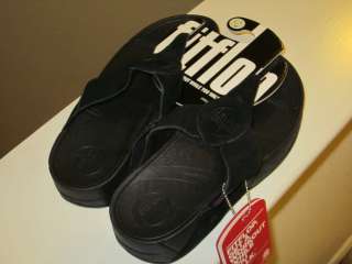 FitFlop FitFlops Fit Flop Black Suede Oasis Sandals 9 NEW RARE Leather 