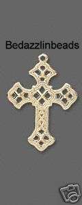 Lot of 48 Gold Plated Filigree Cross Charms~1 inch  