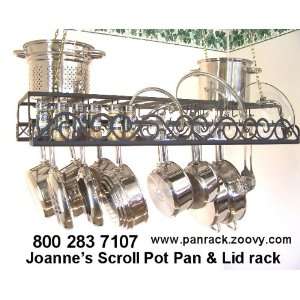  Hanging Pot Rack & lid holder flat iron artistic scrolls 