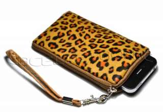 New leopard soft PU leather purse bags Pouch for Cell phone PDA  