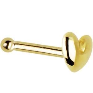  Solid 14KT Yellow Gold Heart Nose Bone Jewelry