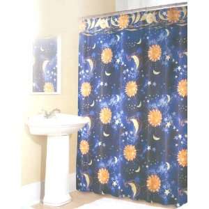  Solar Fabric Shower Curtain Moon Stars Sun Celestial: Home 