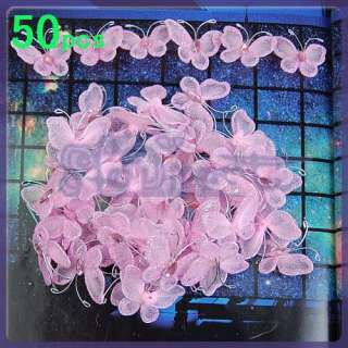 50 Stocking Glitter Butterfly Wedding Decorations Pink  