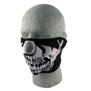  ZANheadgear Chrome/Black Neoprene Skull Half Face Mask 