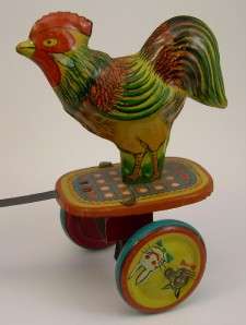   Wind up Toy Fighting Pecking Chicken Rooster MIJ Made in Japan  