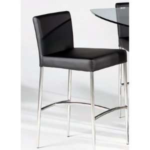  Cilla Leather Counter Stool in Black [Set of 2]: Home 