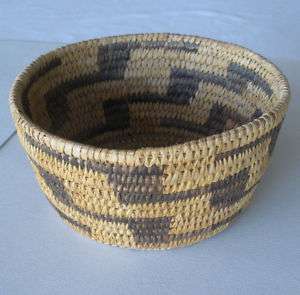 Ca. 1920 Papago basket bowl sloping sides, flat bottom,  