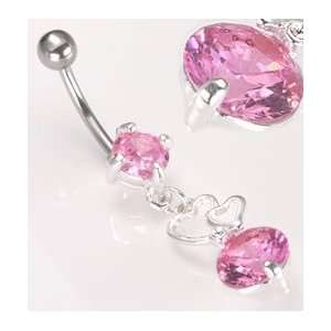   with Double Love Circle Gem Belly Ring Jewelry  Crystal (CZ) Jewelry