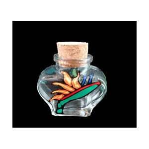   Design   Hand Painted   Small Heart Shaped Bottle   2 oz.: Kitchen