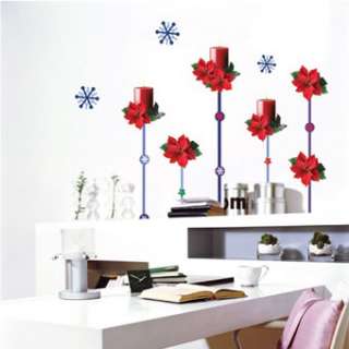 christmas candle poinsettia snowflake wall decals stickers art vinyl 