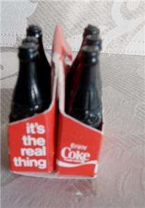 1970s Miniature Enjoy Coca Cola Six Pack Paper Carrier With Bottles 