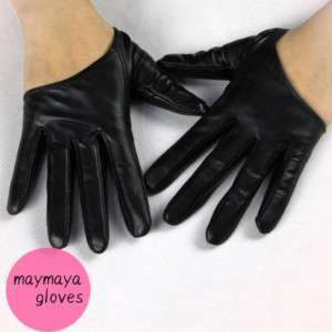 New Black five finger real leather half gloves  