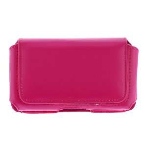 GTMax Hot Pink Universal Horizontal Slim Leather Pouch Case with Belt 