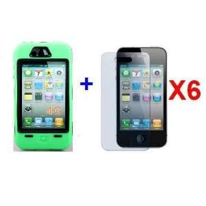   Bumper Cover for iPhone 4   Green + 6 Clear Screen protectors