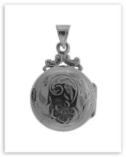 Sterling Silver Etched Round Fob Locket  