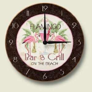    Pink Flamingo Bar and Grill Kitchen Wall Clock