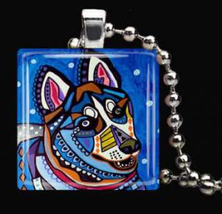 siberian Husky Pendant Necklace Charm Jewelry Dog Folk Pop Art 