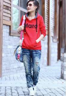New Korea womens simple letters casual Thicken Z777R hoodie top 