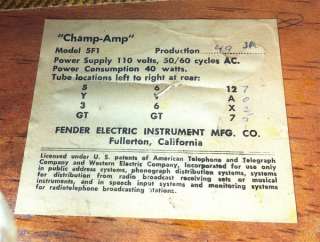 Vintage 1960 Fender Champ Tweed All Original  