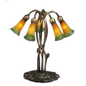  16H Amber/Green Pond Lily 3 Light Accent Lamp: Home 