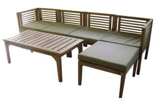 OUTDOOR TEAK PATIO FURNITURE  Vienna Sectional Sofa  6 pc w/Olive 