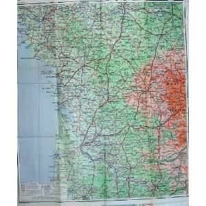   : 1912 Colour Map France Tours Niort Bordeaux Nantes: Home & Kitchen
