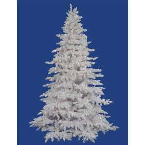   Pre Lit Flocked White Spruce Artificial Christmas Tree   Clear Lights