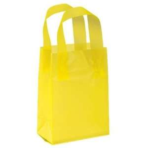  Lemon Yellow Plastic Frosted Shopping Bags: Home & Kitchen