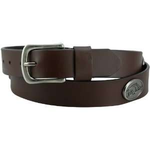   Razorbacks Brown Leather Brushed Metal Concho Belt: Sports & Outdoors