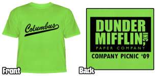 the dunder mifflin office picnic COLUMBUS t shirt KIWI  