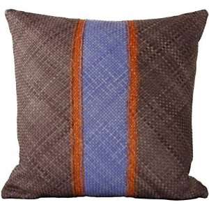  Lance Wovens Ribbons Genziana Leather Pillow: Home 