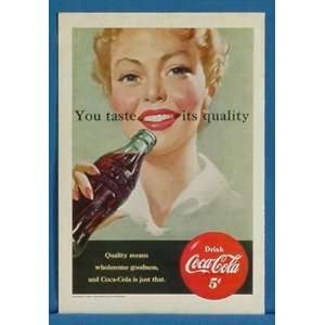  1951 Coke Coca Cola You Taste Its Quality Print Ad: Home 