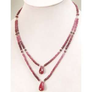   Natural Beautiful Faceted Shaded Ruby Drops Beaded Necklace Jewelry