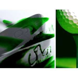  Close up of Golf Club Irons and Golf Ball on Tee 