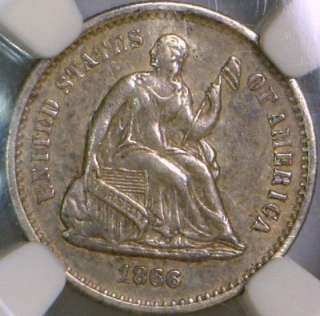 1866 S Half Dime NGC AU 50 Nice Original Coin  