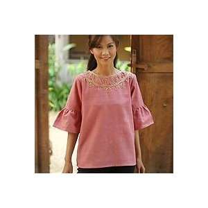  NOVICA Cotton blouse, Pink Sugar Chic