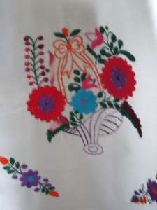   Colorful WHITE Embroidered MEXICAN Cotton Summer Top Tunic X Large