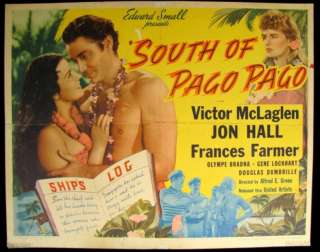 South of Pago Pago Half Sheet Original 1939 Film Poster McLaglen Hall 