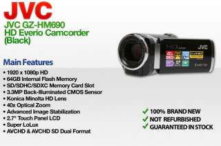 JVC Everio GZ HM690 HD 40X ZM Camcorder GZHM690 Black 046838042027 