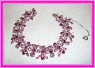   PINK & FUCHSIA   7 BUTTERFLY LINK MARQUISE CRYSTAL BRACELET NR  